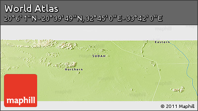 Physical Panoramic Map of the Area around 20° 22' 55" N, 33° 13' 30" E