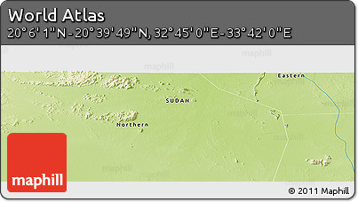 Physical Panoramic Map of the Area around 20° 22' 55" N, 33° 13' 30" E