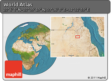Satellite Location Map of the Area around 20° 22' 55" N, 34° 4' 30" E