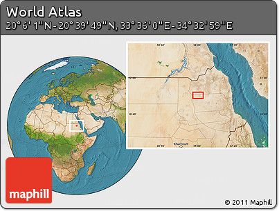 Satellite Location Map of the Area around 20° 22' 55" N, 34° 4' 30" E