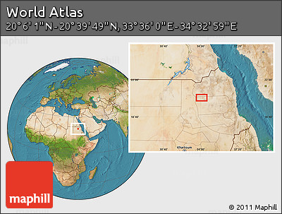 Satellite Location Map of the Area around 20° 22' 55" N, 34° 4' 30" E