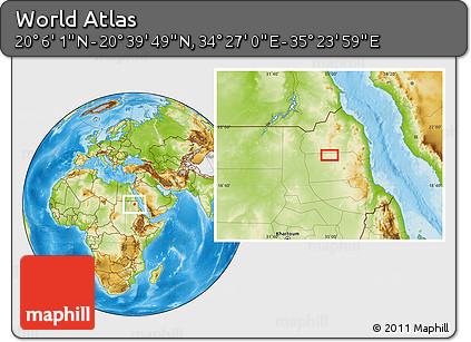 Physical Location Map of the Area around 20° 22' 55" N, 34° 55' 29" E