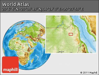Physical Location Map of the Area around 20° 22' 55" N, 34° 55' 29" E