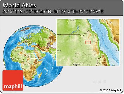 Physical Location Map of the Area around 20° 22' 55" N, 34° 55' 29" E