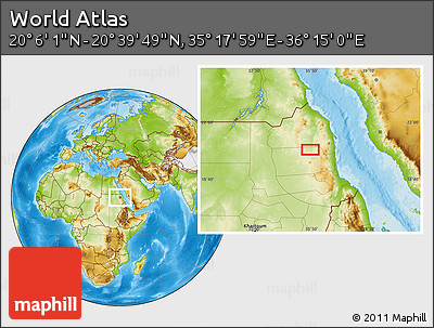 Physical Location Map of the Area around 20° 22' 55" N, 35° 46' 29" E