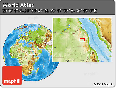 Physical Location Map of the Area around 20° 22' 55" N, 35° 46' 29" E
