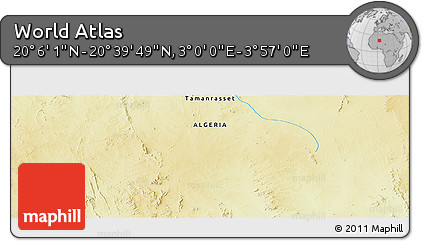 Physical Panoramic Map of the Area around 20° 22' 55" N, 3° 28' 30" E