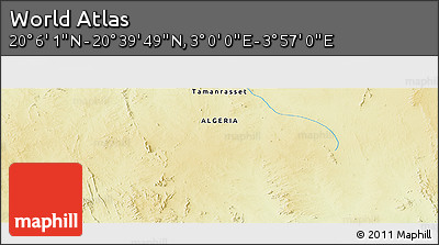Physical Panoramic Map of the Area around 20° 22' 55" N, 3° 28' 30" E