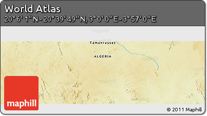 Physical Panoramic Map of the Area around 20° 22' 55" N, 3° 28' 30" E