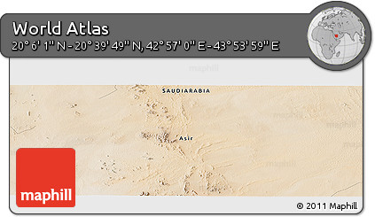 Satellite Panoramic Map of the Area around 20° 22' 55" N, 43° 25' 29" E