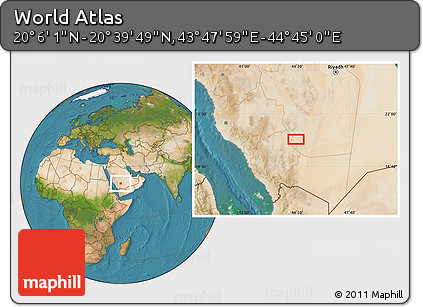 Satellite Location Map of the Area around 20° 22' 55" N, 44° 16' 29" E