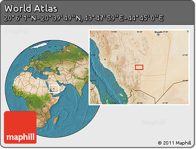 Satellite Location Map of the Area around 20° 22' 55" N, 44° 16' 29" E