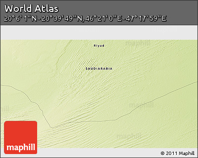 Physical 3D Map of the Area around 20° 22' 55" N, 46° 49' 30" E