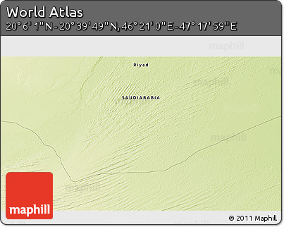 Physical 3D Map of the Area around 20° 22' 55" N, 46° 49' 30" E