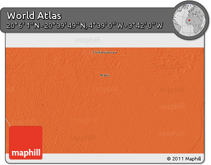 Political 3D Map of the Area around 20° 22' 55" N, 4° 10' 30" W