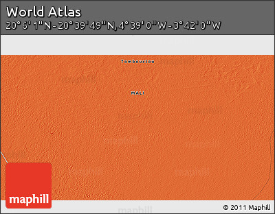 Political 3D Map of the Area around 20° 22' 55" N, 4° 10' 30" W