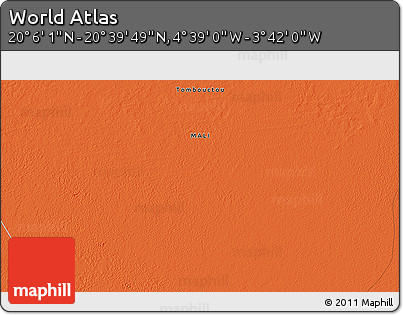 Political 3D Map of the Area around 20° 22' 55" N, 4° 10' 30" W