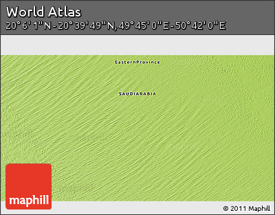 Physical 3D Map of the Area around 20° 22' 55" N, 50° 13' 30" E