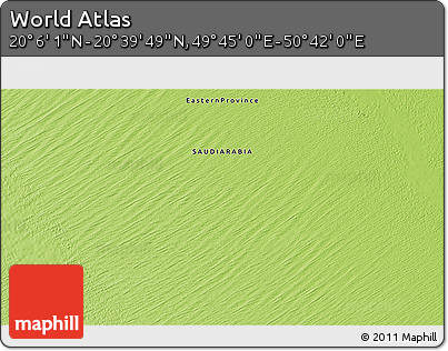 Physical 3D Map of the Area around 20° 22' 55" N, 50° 13' 30" E