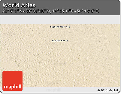 Satellite 3D Map of the Area around 20° 22' 55" N, 50° 13' 30" E