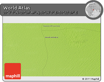 Physical 3D Map of the Area around 20° 22' 55" N, 51° 4' 30" E