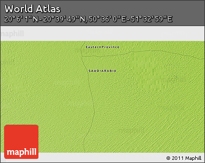 Physical 3D Map of the Area around 20° 22' 55" N, 51° 4' 30" E