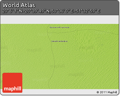 Physical 3D Map of the Area around 20° 22' 55" N, 51° 4' 30" E