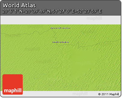 Physical 3D Map of the Area around 20° 22' 55" N, 51° 55' 29" E