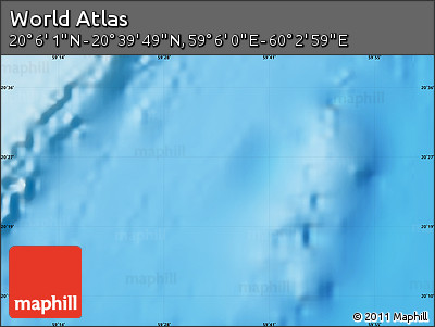 Shaded Relief Map of the Area around 20° 22' 55" N, 59° 34' 30" E