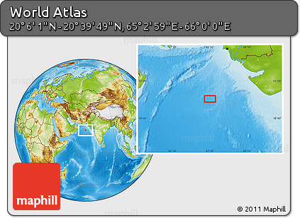 Physical Location Map of the Area around 20° 22' 55" N, 65° 31' 30" E