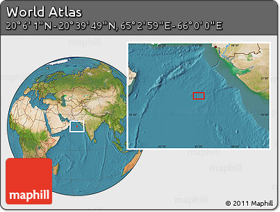 Satellite Location Map of the Area around 20° 22' 55" N, 65° 31' 30" E