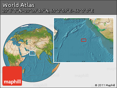 Satellite Location Map of the Area around 20° 22' 55" N, 65° 31' 30" E