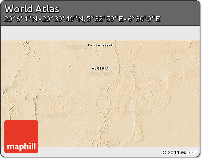 Satellite 3D Map of the Area around 20° 22' 55" N, 6° 1' 30" E