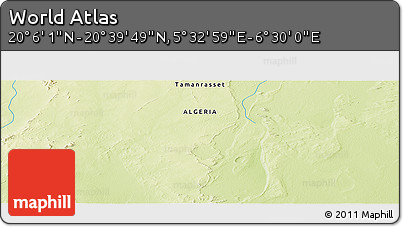 Physical Panoramic Map of the Area around 20° 22' 55" N, 6° 1' 30" E