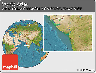 Satellite Location Map of the Area around 20° 22' 55" N, 72° 19' 29" E