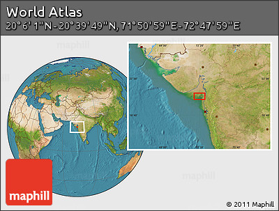 Satellite Location Map of the Area around 20° 22' 55" N, 72° 19' 29" E
