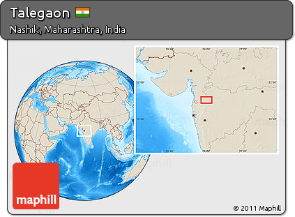 Shaded Relief Location Map of Talegaon