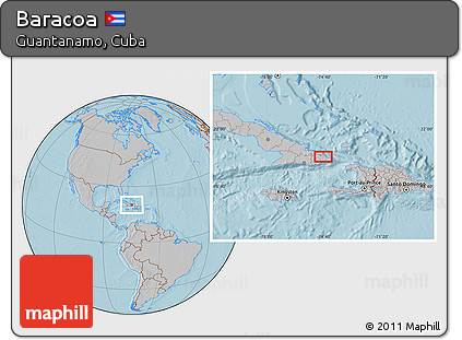 Gray Location Map of Baracoa, hill shading