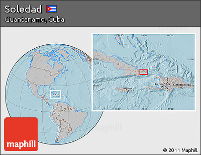 Gray Location Map of Soledad, hill shading
