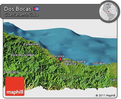 Satellite Panoramic Map of Dos Bocas