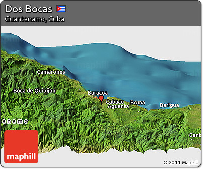 Satellite Panoramic Map of Dos Bocas