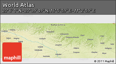 Physical Panoramic Map of the Area around 20° 22' 55" N, 76° 34' 29" E