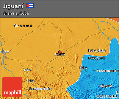 Political 3D Map of Jiguaní