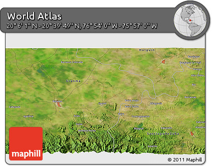 Satellite 3D Map of the Area around 20° 22' 55" N, 76° 25' 30" W