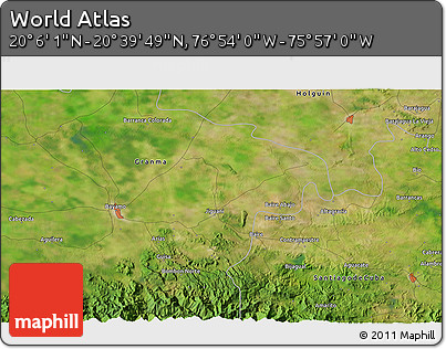 Satellite 3D Map of the Area around 20° 22' 55" N, 76° 25' 30" W