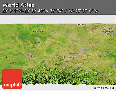 Satellite 3D Map of the Area around 20° 22' 55" N, 76° 25' 30" W