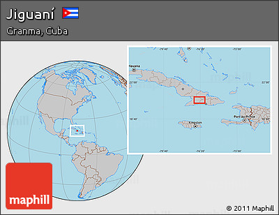 Gray Location Map of Jiguaní