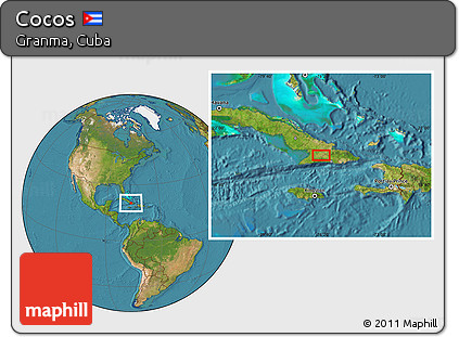 Satellite Location Map of Cocos