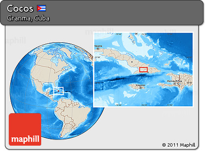 Shaded Relief Location Map of Cocos