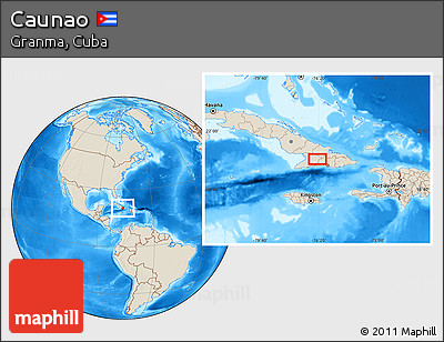 Shaded Relief Location Map of Caunao